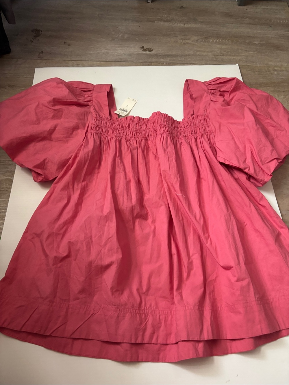 Maeve by Anthropologie Hot Pink Puff-Sleeve Square Neck Blouse - Picture 4 of 4